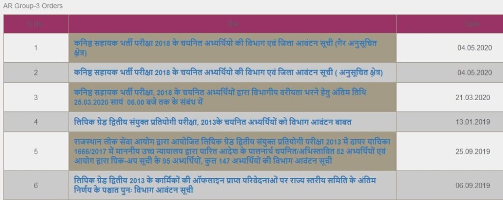 ard rajasthan gov in junior assistant (ldc) department list pdf 2020