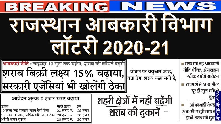 Rajasthan Wine Shop Application Form 2020-21 राजस्थान आबकारी विभाग ठेका लाटरी फॉर्म